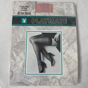 Playmate Thigh Highs Ultra Sheer Pink Fits Sz 8.5-10 New Sealed Pkg